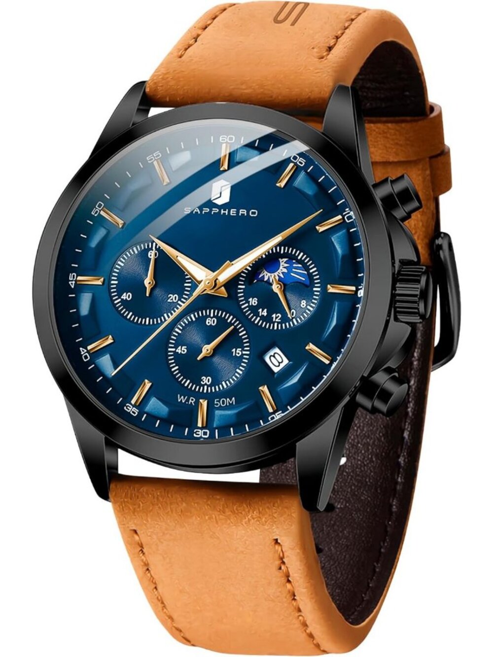 Stylish Men's Chronograph Watch - Waterproof Stainless Steel, Luminous, Date